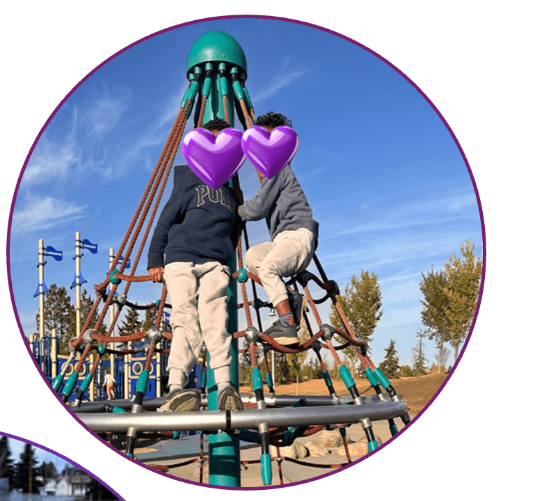 Children climbing playground structure