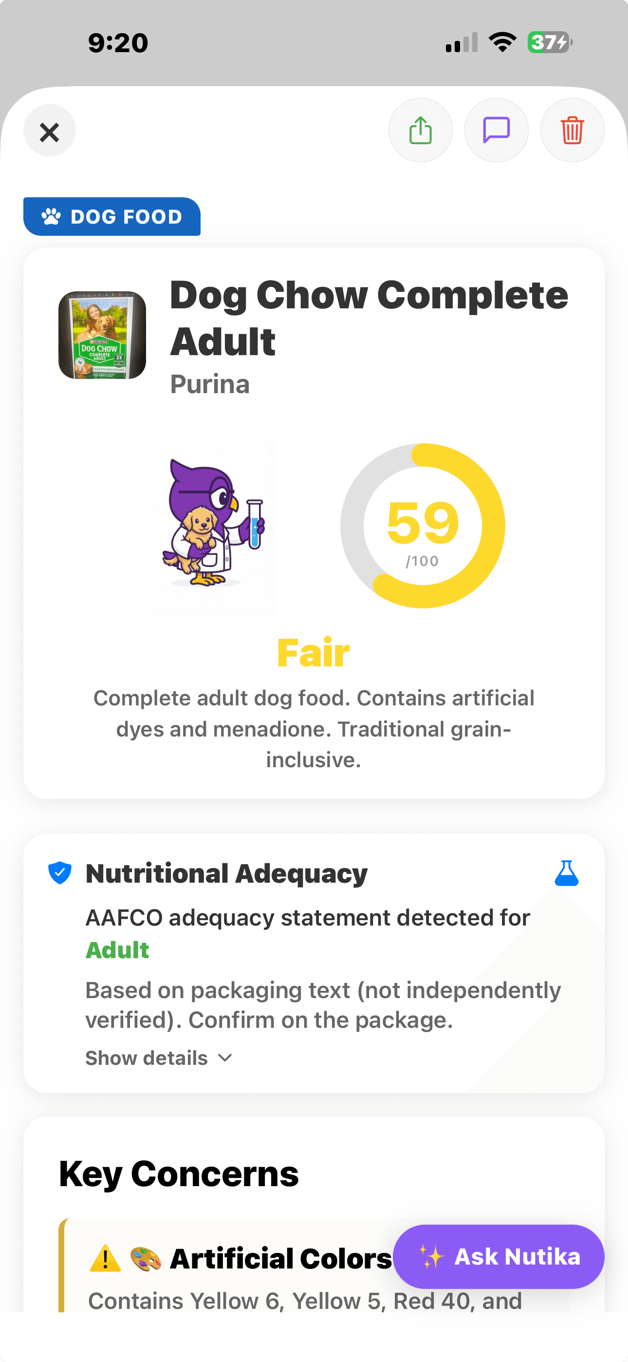 Nutika pet nutrition screenshot